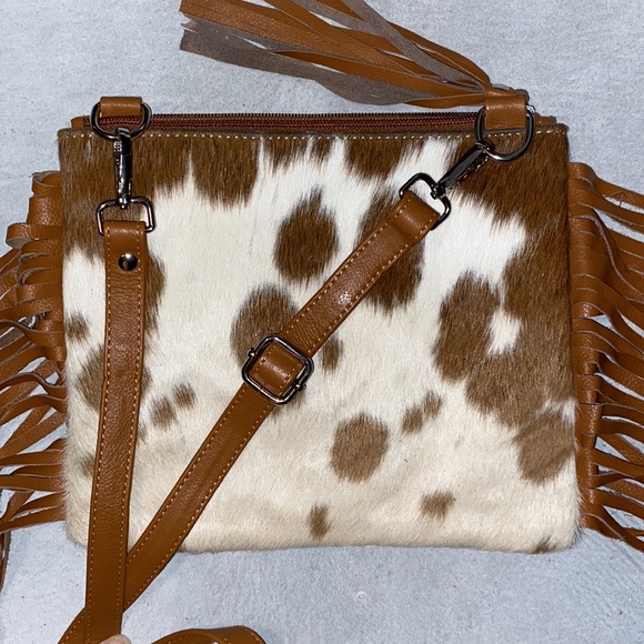 New Handmade Real Cowhide Leather Crossbody Purse Handbag Hair On - Picture 3 of 5